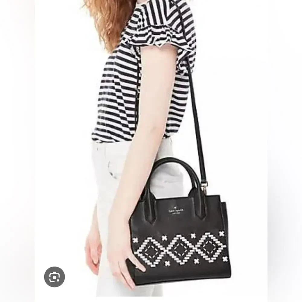 Kate Spade New York Flynn Street Black Small Meriweather Satchel Crossbody